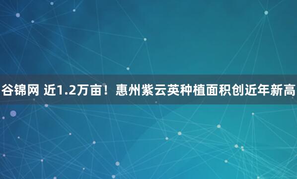 谷锦网 近1.2万亩！惠州紫云英种植面积创近年新高