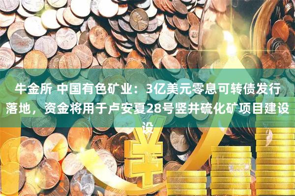 牛金所 中国有色矿业：3亿美元零息可转债发行落地，资金将用于卢安夏28号竖井硫化矿项目建设